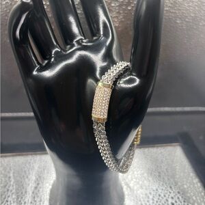 Elegant Two Tone Silver and Gold Bracelet Magnetic Clasp